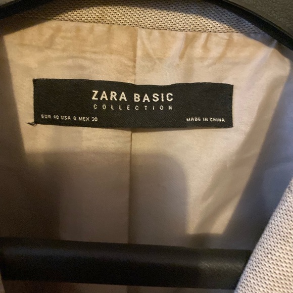 Zara Beige Textured Tweed Blazer With One Front Buttons Size Small - Picture 7 of 8